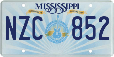 MS license plate NZC852