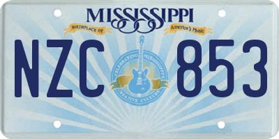 MS license plate NZC853