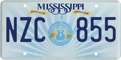 MS license plate NZC855