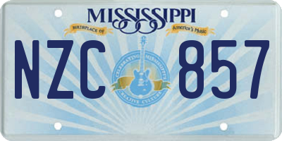MS license plate NZC857