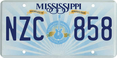 MS license plate NZC858