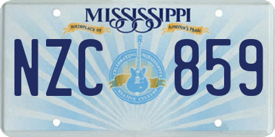MS license plate NZC859