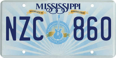 MS license plate NZC860