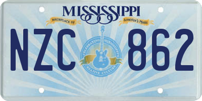 MS license plate NZC862