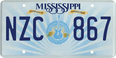 MS license plate NZC867