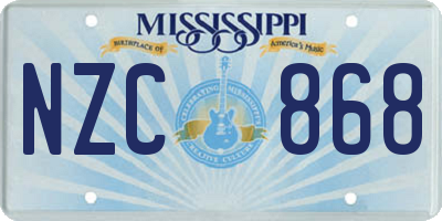 MS license plate NZC868