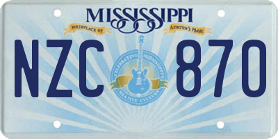 MS license plate NZC870