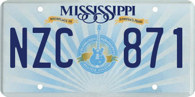 MS license plate NZC871