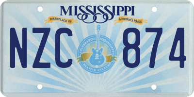 MS license plate NZC874