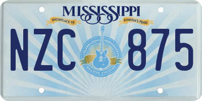 MS license plate NZC875
