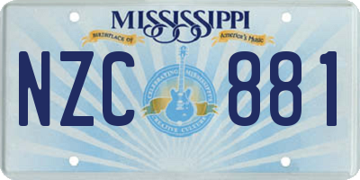 MS license plate NZC881