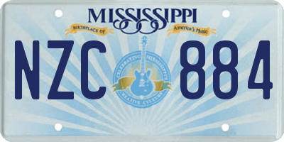 MS license plate NZC884
