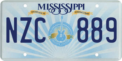 MS license plate NZC889