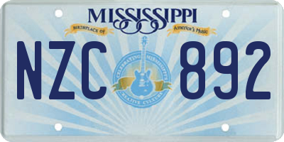 MS license plate NZC892