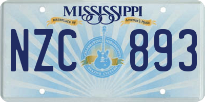 MS license plate NZC893