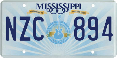 MS license plate NZC894