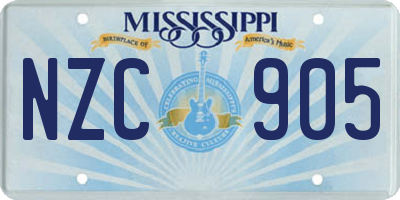 MS license plate NZC905