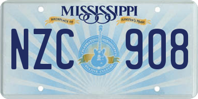 MS license plate NZC908