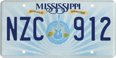 MS license plate NZC912