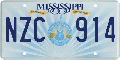 MS license plate NZC914