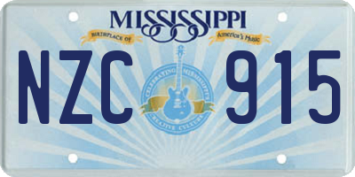 MS license plate NZC915