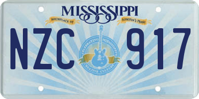 MS license plate NZC917