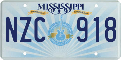 MS license plate NZC918