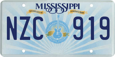 MS license plate NZC919