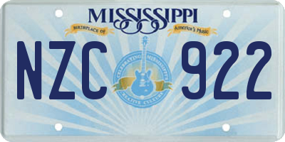 MS license plate NZC922