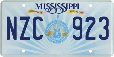 MS license plate NZC923