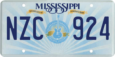 MS license plate NZC924