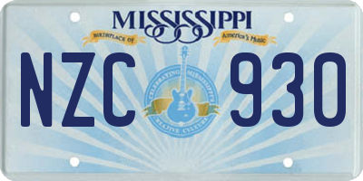 MS license plate NZC930