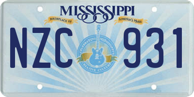 MS license plate NZC931