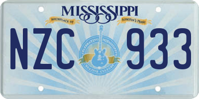 MS license plate NZC933
