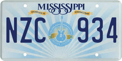 MS license plate NZC934