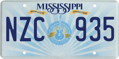 MS license plate NZC935