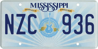 MS license plate NZC936