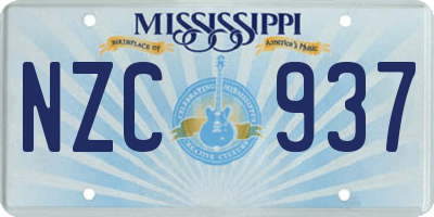 MS license plate NZC937