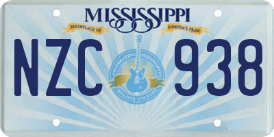 MS license plate NZC938