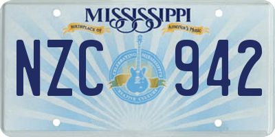 MS license plate NZC942