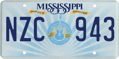 MS license plate NZC943