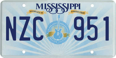 MS license plate NZC951
