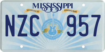 MS license plate NZC957