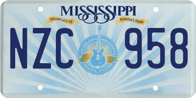 MS license plate NZC958