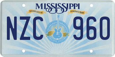 MS license plate NZC960