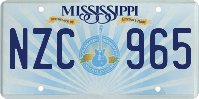 MS license plate NZC965