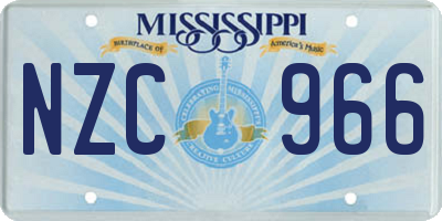 MS license plate NZC966