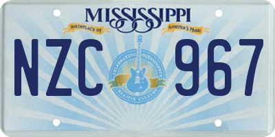 MS license plate NZC967