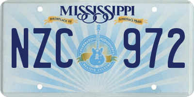 MS license plate NZC972