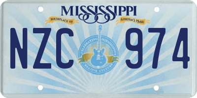 MS license plate NZC974